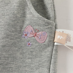 Dave&Bella Toddler Girls Daily Grey/Apricot Loose Sports Drawstring Pants