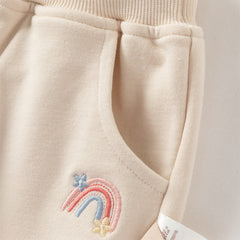 Dave&Bella Toddler Girls Daily Grey/Apricot Loose Sports Drawstring Pants