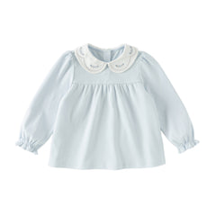 Dave&Bella Toddler Girls Sweet Light Blue/White Soft Cotton Casual T-shirt Tops