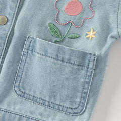 Dave&Bella Toddler Girls Fashion Blue Long Sleeve Soft Denim Jackets