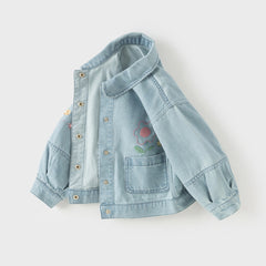 Dave&Bella Toddler Girls Fashion Blue Long Sleeve Soft Denim Jackets