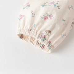 Dave&Bella Toddler Girls Playful Hedgehog Print Beige Breathable Cotton Shirt Tops