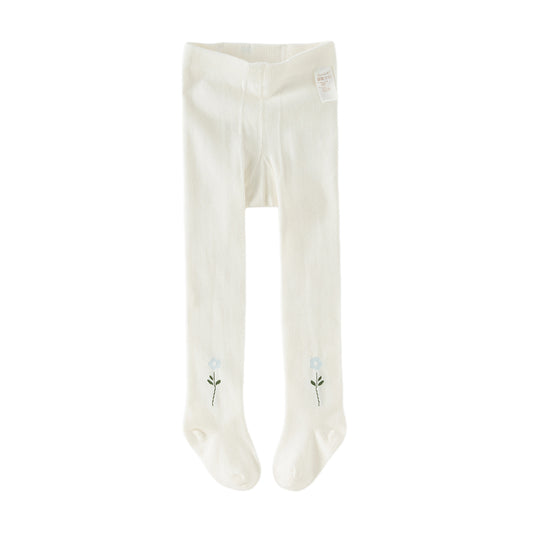 Dave&Bella Kids Girls Versatile Beige Cute Flower Footed Tights Leggings