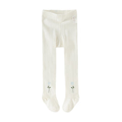 Dave&Bella Kids Girls Versatile Beige Cute Flower Footed Tights Leggings