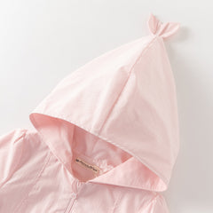 Dave&Bella Toddler Girls Pink Cherry Blossom Print Outwear Hooded Lightweight Jackets