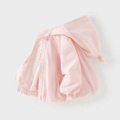 Dave&Bella Toddler Girls Pink Cherry Blossom Print Outwear Hooded Lightweight Jackets