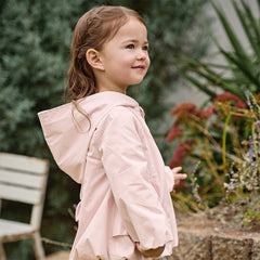 Dave&Bella Toddler Girls Pink Cherry Blossom Print Outwear Hooded Lightweight Jackets