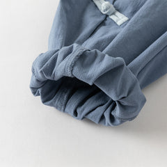 Dave&Bella Toddler Boys Casual Blue Chinese-style V-collar Top Pant Suits