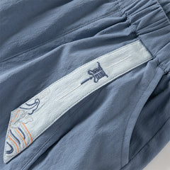 Dave&Bella Toddler Boys Casual Blue Chinese-style V-collar Top Pant Suits