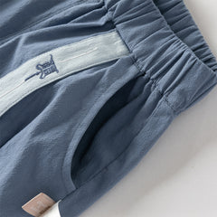 Dave&Bella Toddler Boys Casual Blue Chinese-style V-collar Top Pant Suits