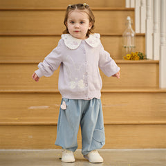 Dave&Bella Toddler Girls Fashion Denim Blue Lightweight Wide Jeans