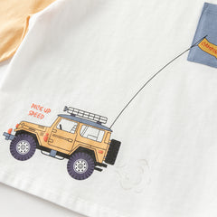 Dave&Bella Toddler Boys Beige Comfortable Cotton T-shirt Tops