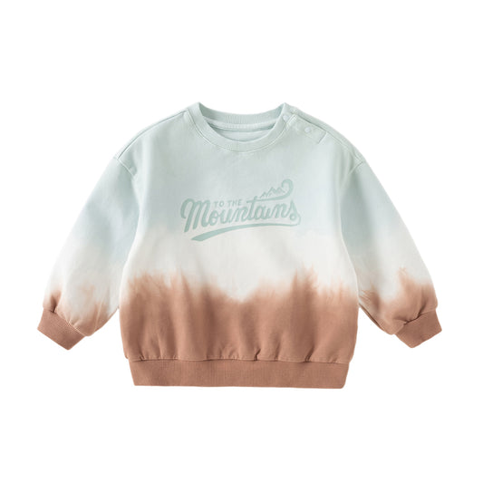 Dave&Bella Kids Boys Blue Round Collar Long Sleeve Casual Sweatshirt Tops