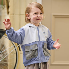 Dave&Bella Toddler Boys Grey Purple Outdoor Outwear Hooded Casual Jackets