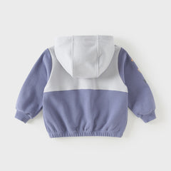 Dave&Bella Toddler Boys Grey Purple Outdoor Outwear Hooded Casual Jackets