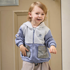 Dave&Bella Toddler Boys Grey Purple Outdoor Outwear Hooded Casual Jackets