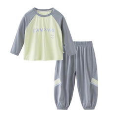 Dave&Bella Toddler Boys Casual Grey Green Long Sleeve T-shirt Pant Suits