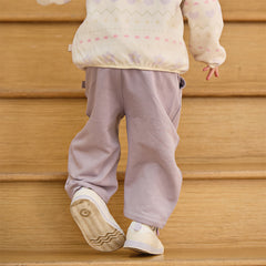 Dave&Bella Toddler Girls Grey Purple/Apricot Wide Casual Pants