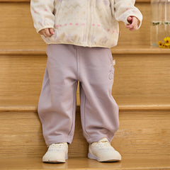 Dave&Bella Toddler Girls Grey Purple/Apricot Wide Casual Pants