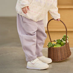 Dave&Bella Toddler Girls Grey Purple/Apricot Wide Casual Pants