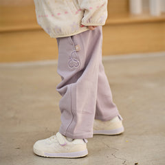 Dave&Bella Toddler Girls Grey Purple/Apricot Wide Casual Pants