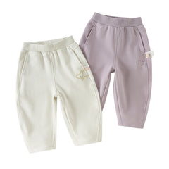 Dave&Bella Toddler Girls Grey Purple/Apricot Wide Casual Pants