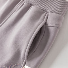 Dave&Bella Toddler Girls Grey Purple/Apricot Wide Casual Pants