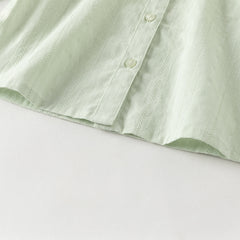 Dave&Bella Toddler Girls Grey Green/White Flower Embroidery Soft Cotton Shirt Tops