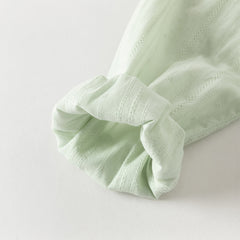 Dave&Bella Toddler Girls Grey Green/White Flower Embroidery Soft Cotton Shirt Tops