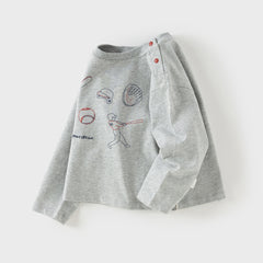 Dave&Bella Toddler Boys Apricot/Dark Grey Fashion Cotton T-shirt Tops