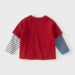 Dave&Bella Toddler Boys Red Soft Cotton T-shirt Tops