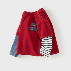 Dave&Bella Toddler Boys Red Soft Cotton T-shirt Tops