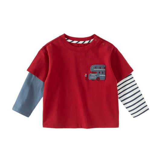 Dave&Bella Toddler Boys Red Soft Cotton T-shirt Tops