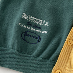 Dave&Bella Toddler Boys Casual Yellow V-neck Soft Cotton Sweater Cardigans