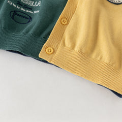 Dave&Bella Toddler Boys Casual Yellow V-neck Soft Cotton Sweater Cardigans