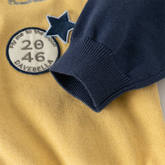 Dave&Bella Toddler Boys Casual Yellow V-neck Soft Cotton Sweater Cardigans