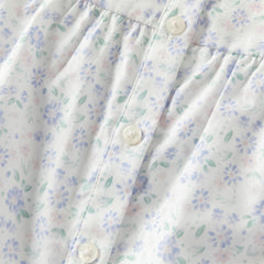 Dave&Bella Toddler Girls Blue Floral Print Doll Collar Soft Cotton Shirts Tops