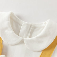 Dave&Bella Toddler Girls Cute Yellow Doll Collar Faux Two-piece Princess Dress