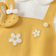 Dave&Bella Toddler Girls Cute Yellow Doll Collar Faux Two-piece Princess Dress