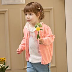 Dave&Bella Toddler Girls Sweet Light Pink/White Cotton T-shirt Tops