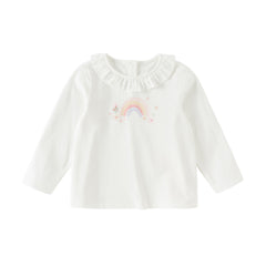 Dave&Bella Toddler Girls Sweet Light Pink/White Cotton T-shirt Tops