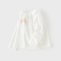 Dave&Bella Toddler Girls Sweet Light Pink/White Cotton T-shirt Tops