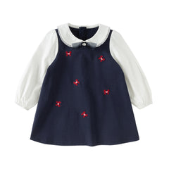 Dave&Bella Toddler Girls Navy Blue Long Sleeve Comfortable Party Dress