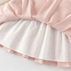 Dave&Bella Toddler Girls Sweet Pink Turtle Fake-two-piece A-line Dress(wallet bag)