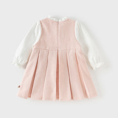 Dave&Bella Toddler Girls Sweet Pink Turtle Fake-two-piece A-line Dress(wallet bag)