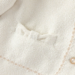 Dave&Bella Toddler Girls Elegant Milk White Round Collar Long Sleeve Jackets