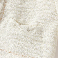 Dave&Bella Toddler Girls Elegant Milk White Round Collar Long Sleeve Jackets