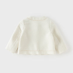 Dave&Bella Toddler Girls Elegant Milk White Round Collar Long Sleeve Jackets