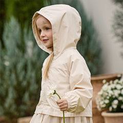 Dave&Bella Toddler Girls Light Khaki Outdoor Waterproof Lightweight Hooded Jackets