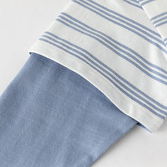 Dave&Bella Toddler Boys Playful Blue White Striped Soft Cotton T-shirt Tops